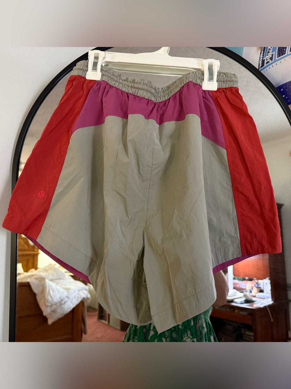 Lululemon Athletica Red Shorts with Pink Lining and Gray Waistband - Picture 2 of 3
